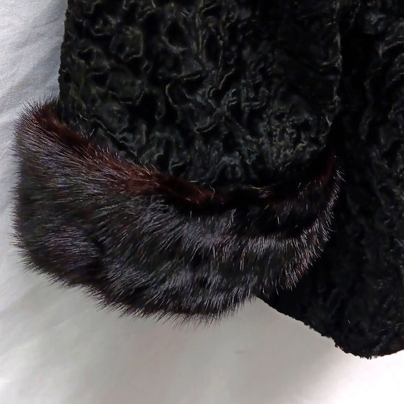 Hattie Carnegie Leather Curly Lamb & Mink Vintage Coat - Picture 5 of 15